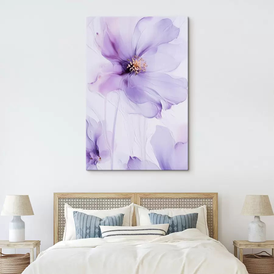 Tableau Des fleurs délicates aux détails raffinés, sur un fond blanc texturé s49761