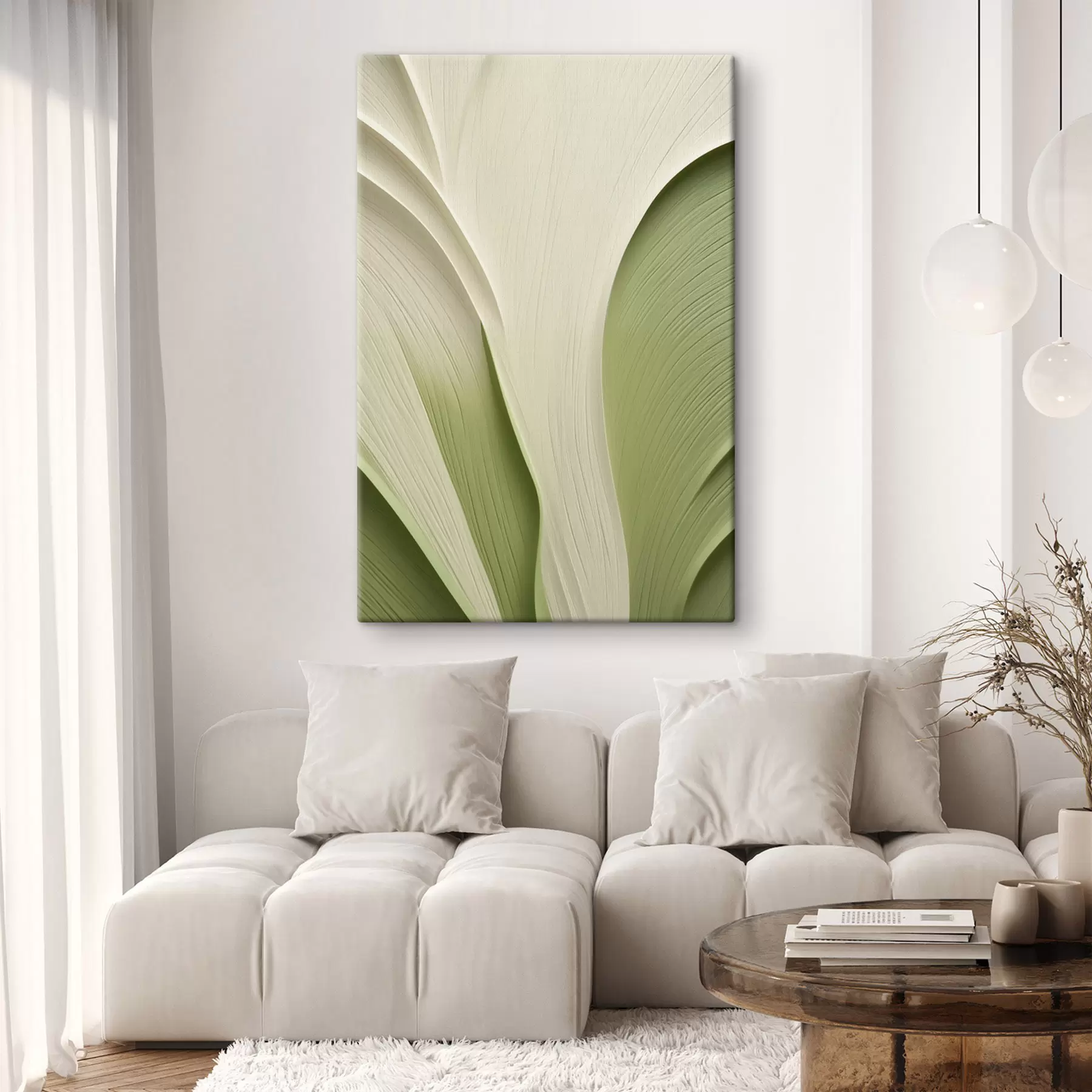 Tableau Texture abstraite aux nuances de vert et de crème s49771