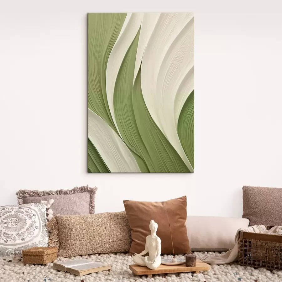 Tableau Texture abstraite aux nuances de vert et de crème s49772