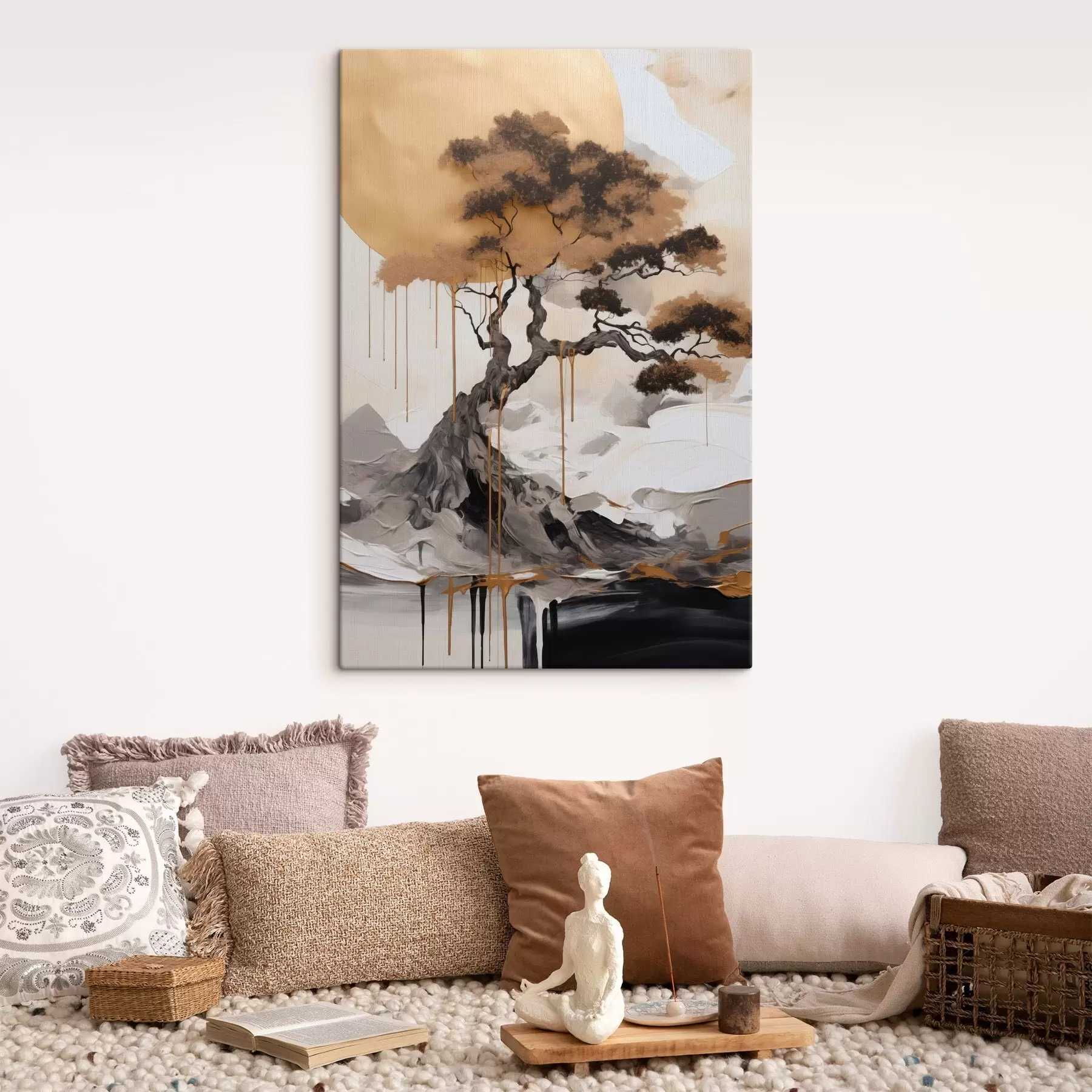 Tableau Bonsaï décoratif, peinture abstraite s49785