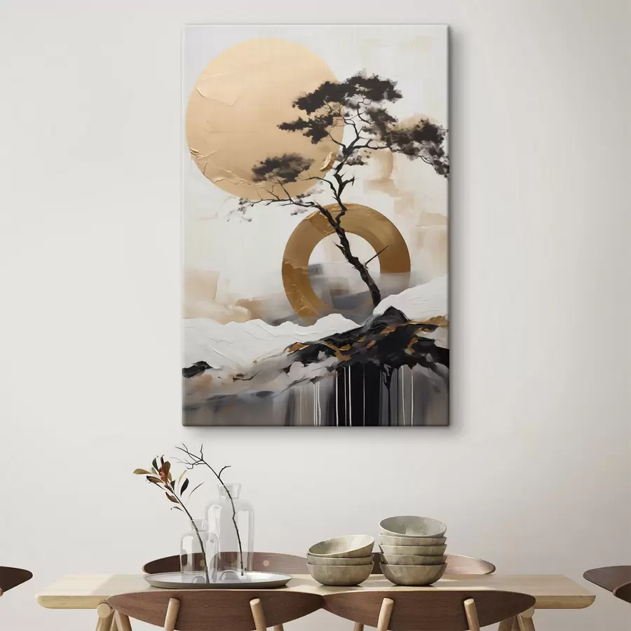 Tableau Bonsaï décoratif, peinture abstraite s49786