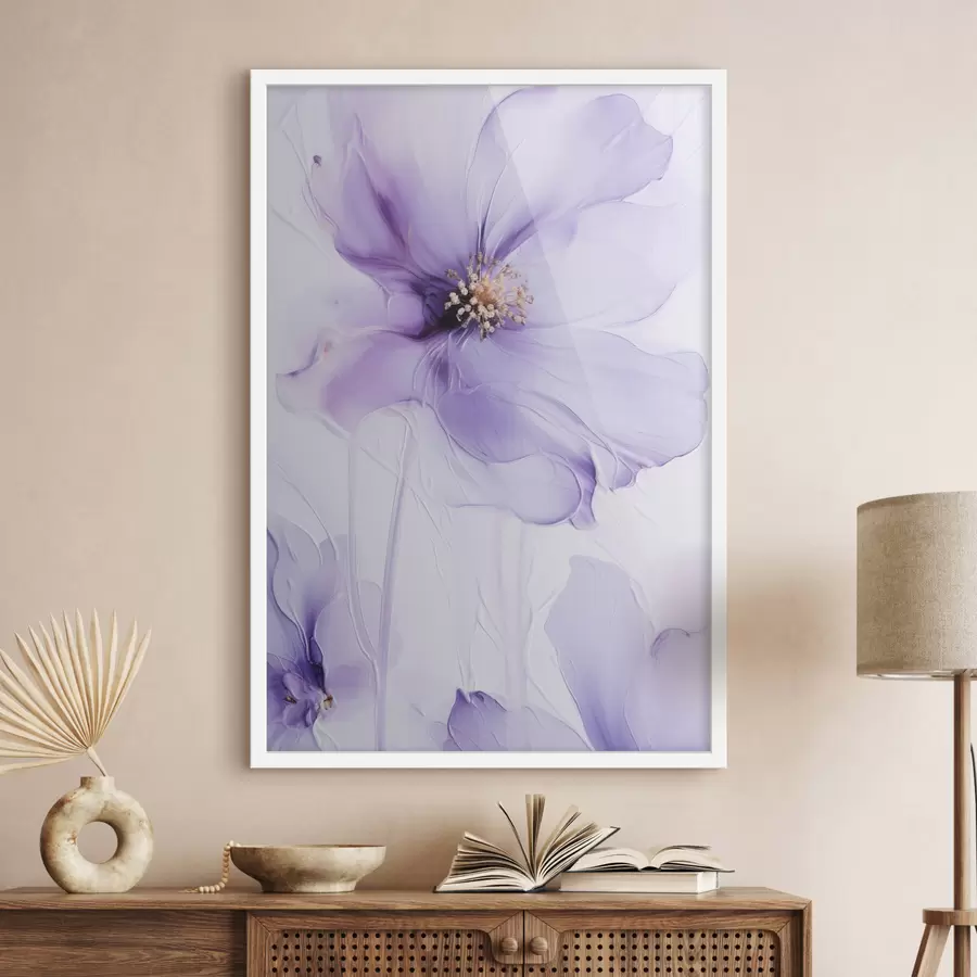 Papier peint Des fleurs délicates aux détails raffinés, sur un fond blanc texturé f49761