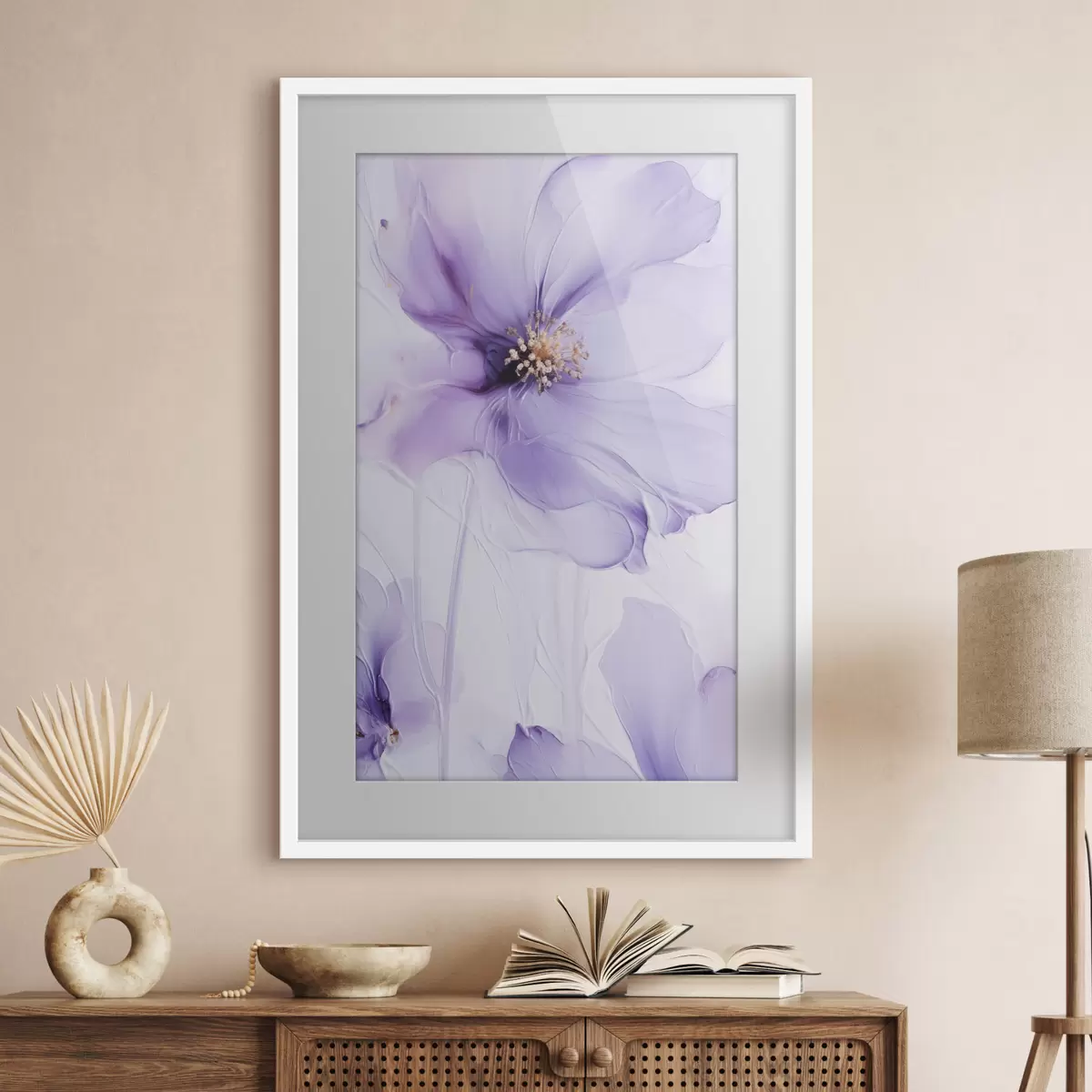 Poster Des fleurs délicates aux détails raffinés, sur un fond blanc texturé f49761