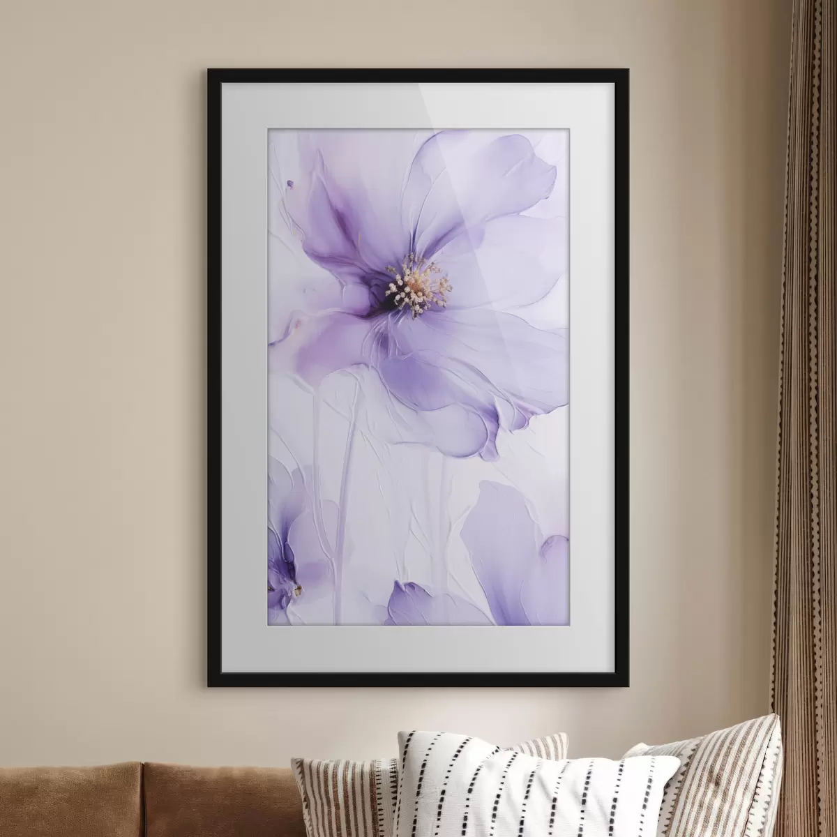 Poster Des fleurs délicates aux détails raffinés, sur un fond blanc texturé f49761
