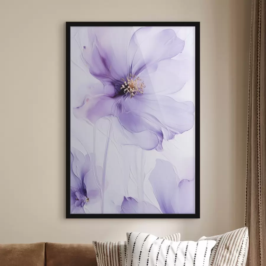 Papier peint Des fleurs délicates aux détails raffinés, sur un fond blanc texturé f49761
