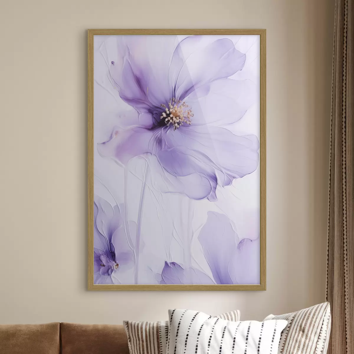 Poster Des fleurs délicates aux détails raffinés, sur un fond blanc texturé f49761