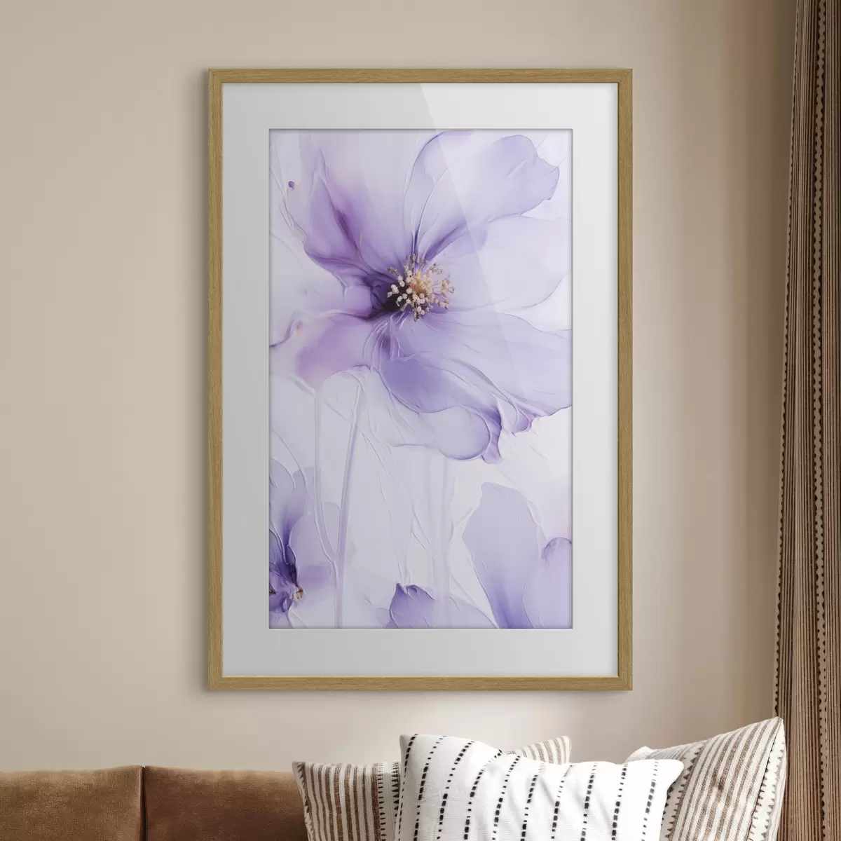Poster Des fleurs délicates aux détails raffinés, sur un fond blanc texturé f49761