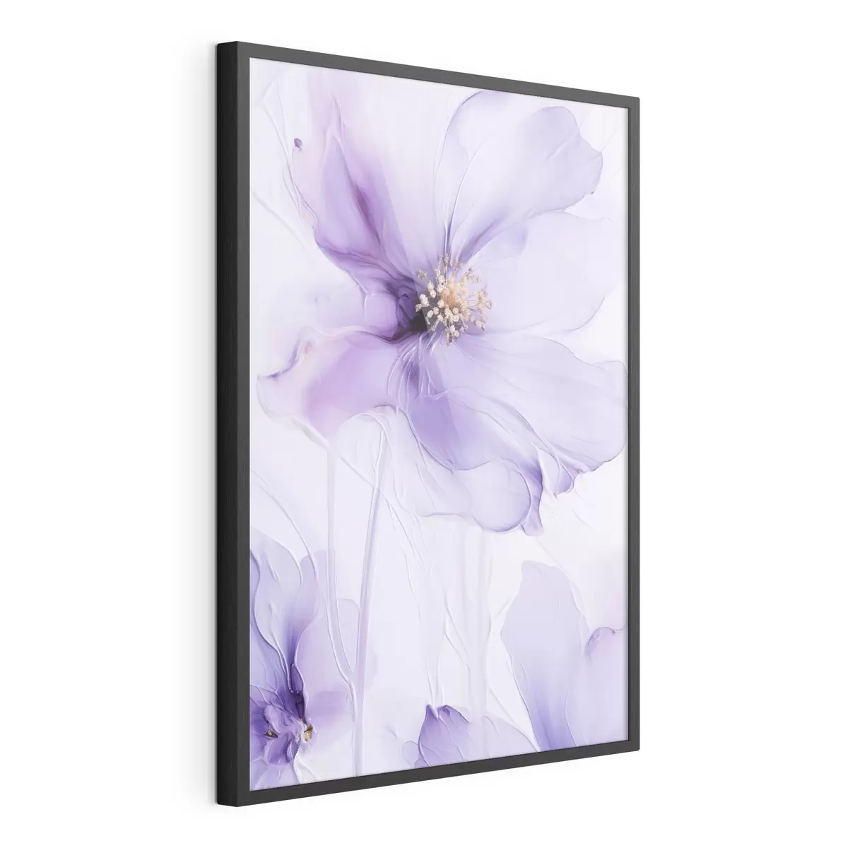 Poster Des fleurs délicates aux détails raffinés, sur un fond blanc texturé f49761