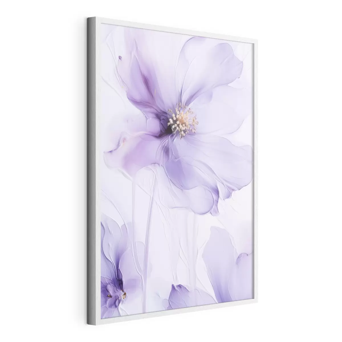 Poster Des fleurs délicates aux détails raffinés, sur un fond blanc texturé f49761