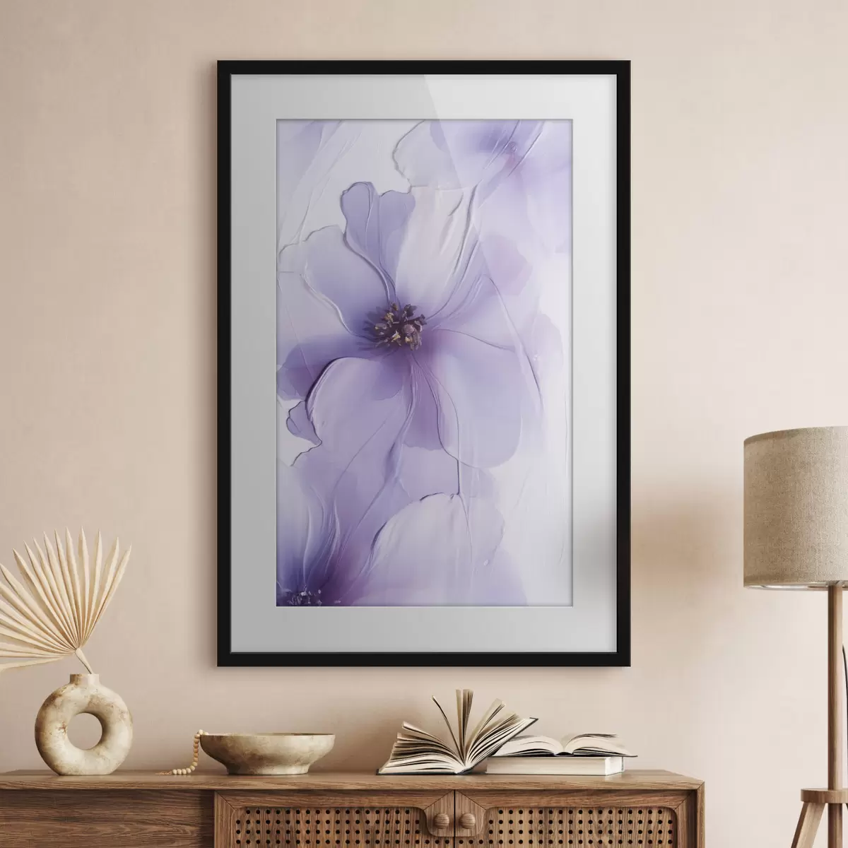 Poster Des fleurs délicates aux détails raffinés, sur un fond blanc texturé f49762