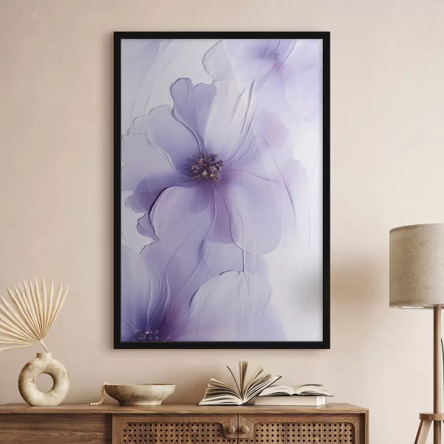 Papier peint Des fleurs délicates aux détails raffinés, sur un fond blanc texturé f49762