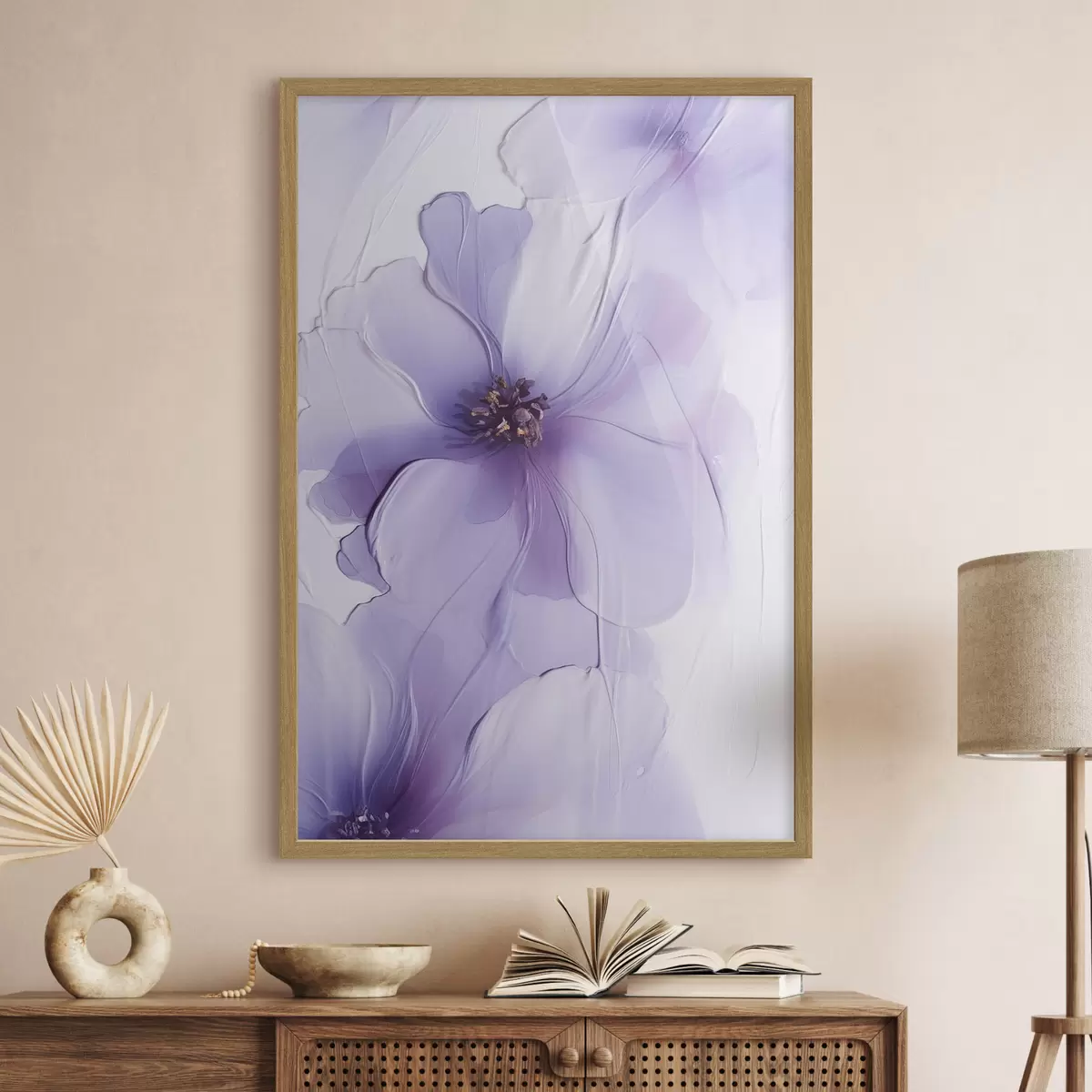Poster Des fleurs délicates aux détails raffinés, sur un fond blanc texturé f49762