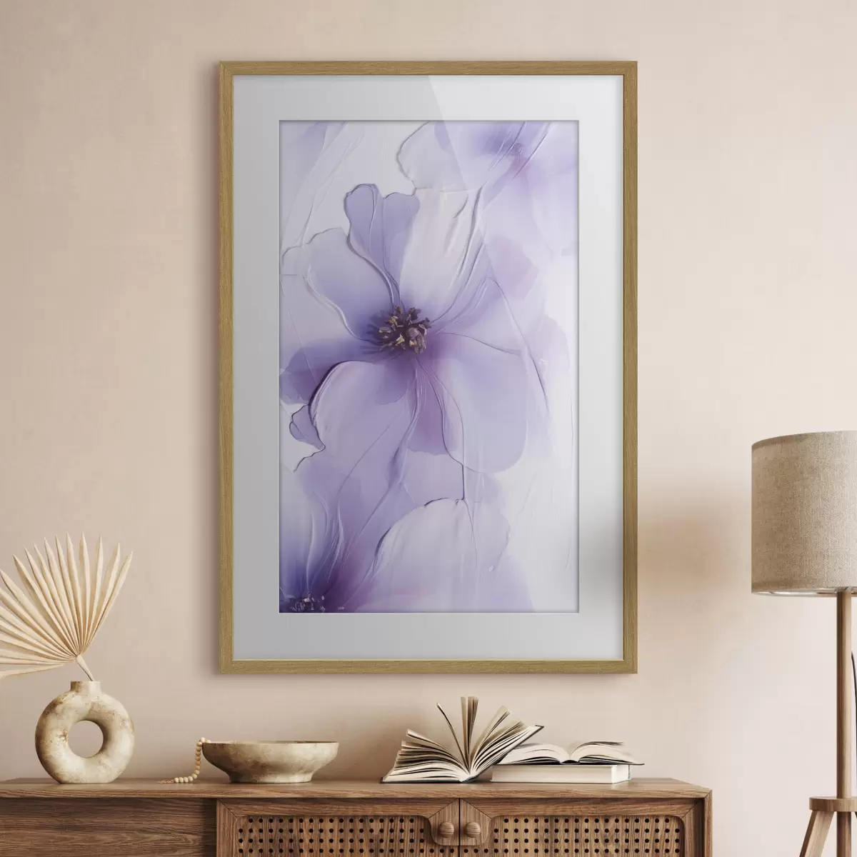 Poster Des fleurs délicates aux détails raffinés, sur un fond blanc texturé f49762