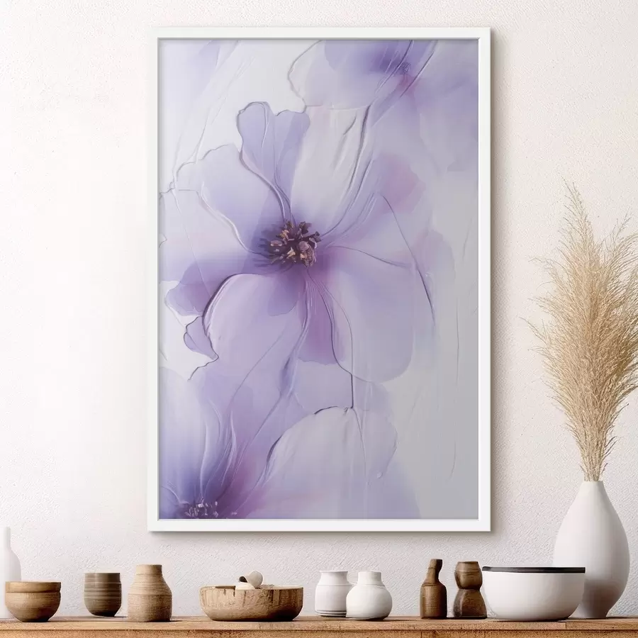 Papier peint Des fleurs délicates aux détails raffinés, sur un fond blanc texturé f49762
