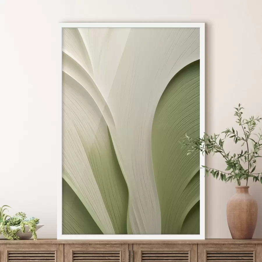 Papier peint Texture abstraite aux nuances de vert et de crème f49771