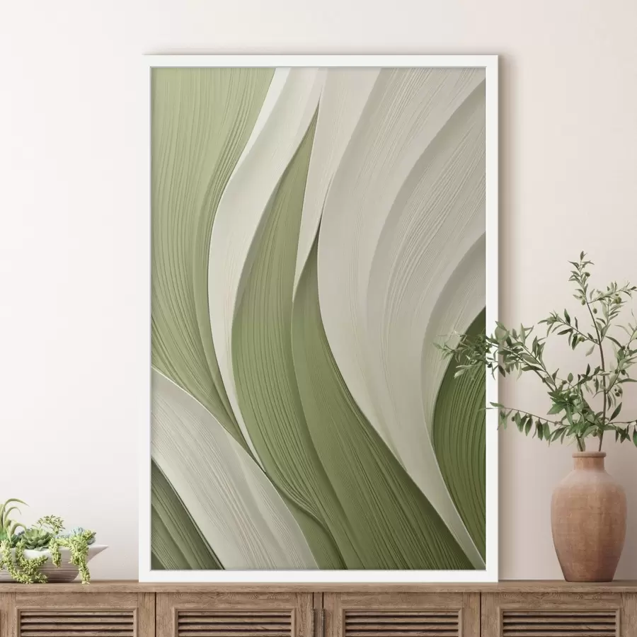 Papier peint Texture abstraite aux nuances de vert et de crème f49772