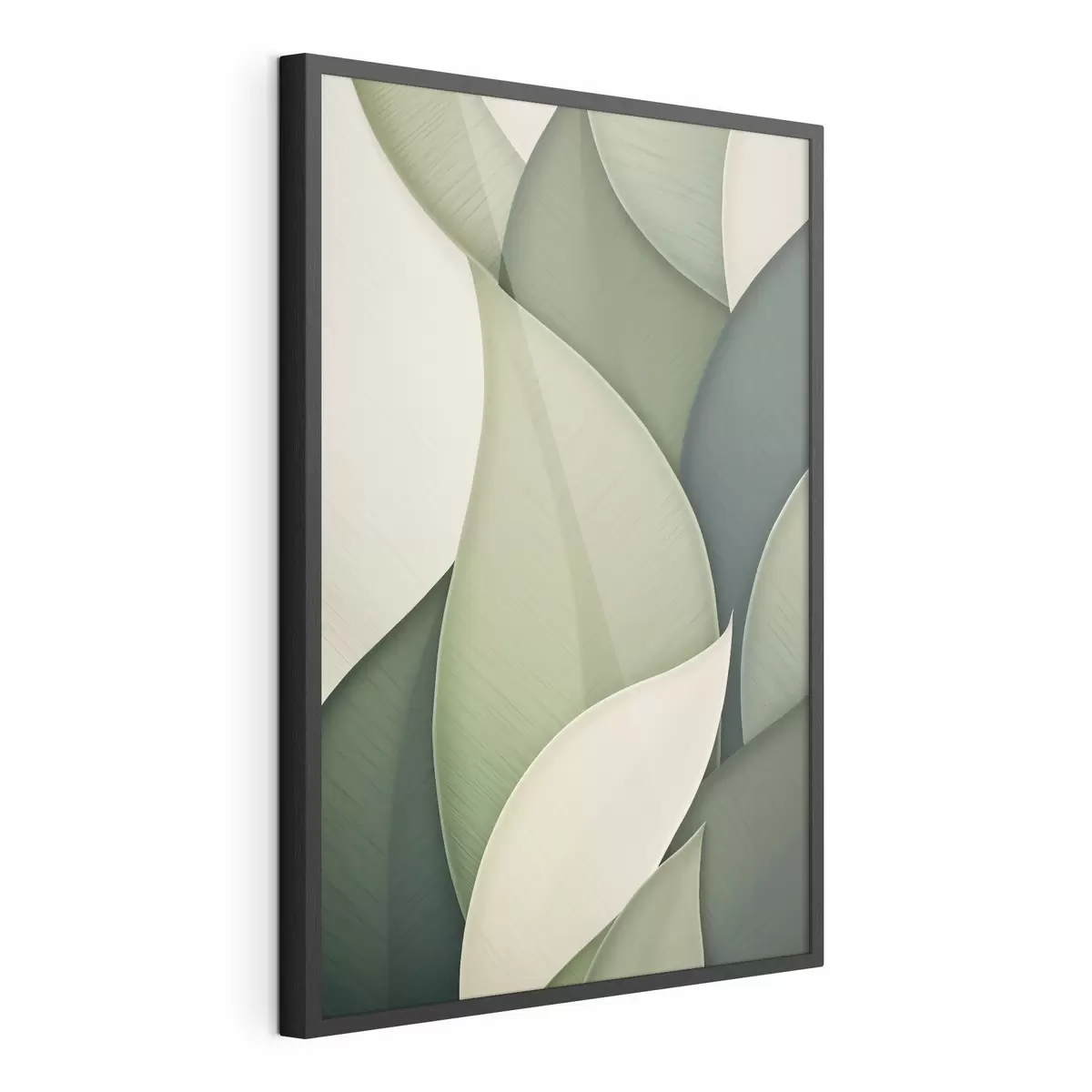 Poster Œuvre d'art abstrait composée de formes organiques vertes et crème qui se chevauchent f49778