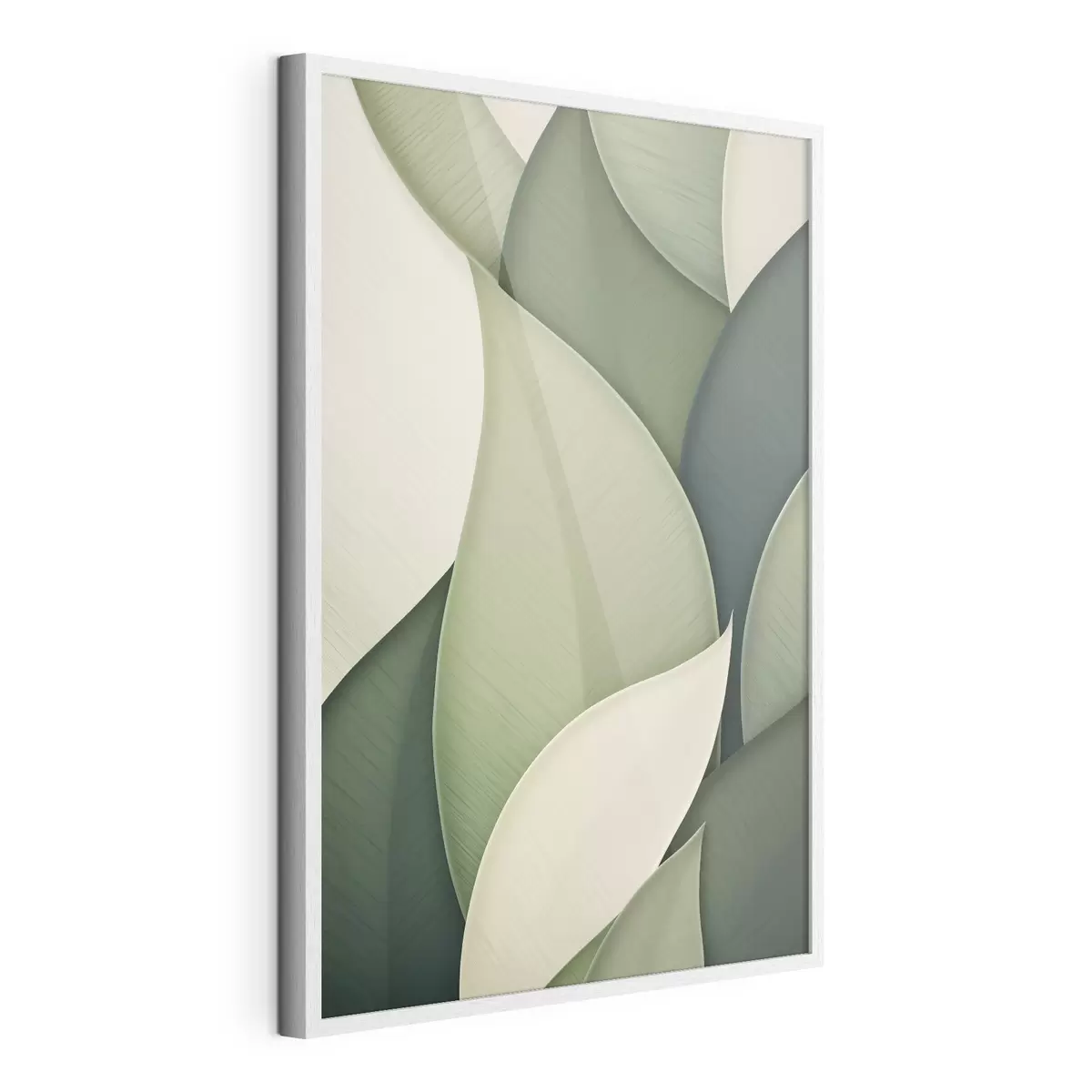 Poster Œuvre d'art abstrait composée de formes organiques vertes et crème qui se chevauchent f49778