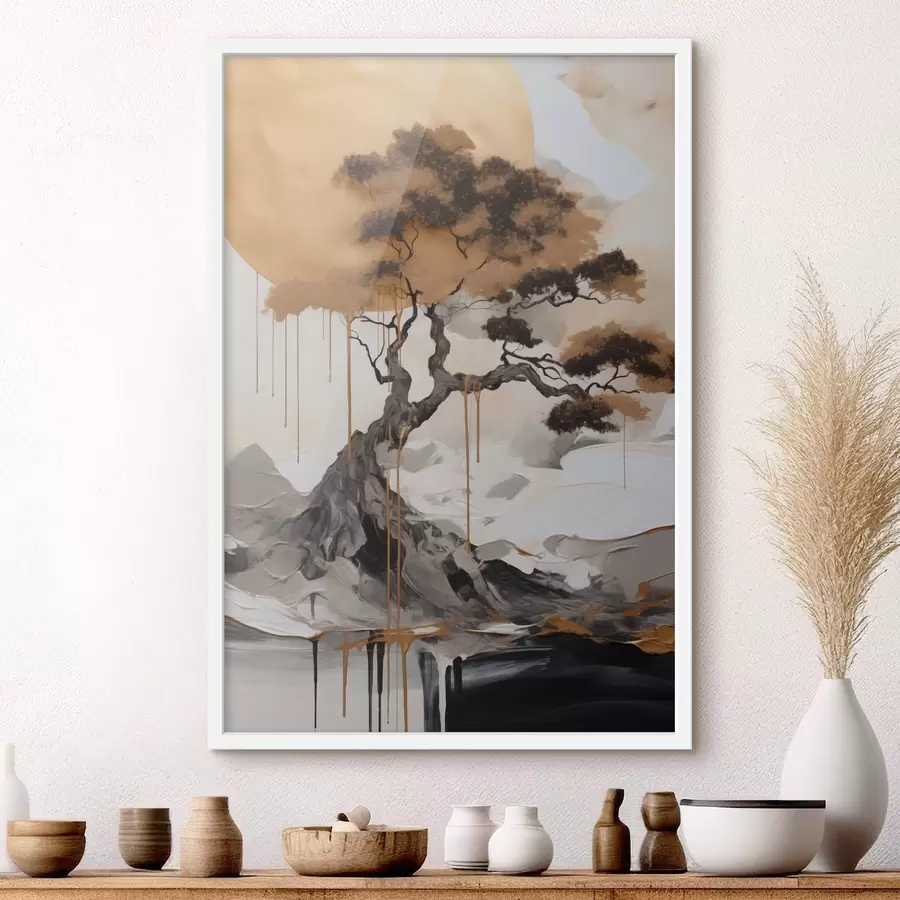 Papier peint Bonsaï décoratif, peinture abstraite f49785