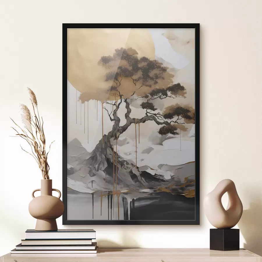 Papier peint Bonsaï décoratif, peinture abstraite f49785