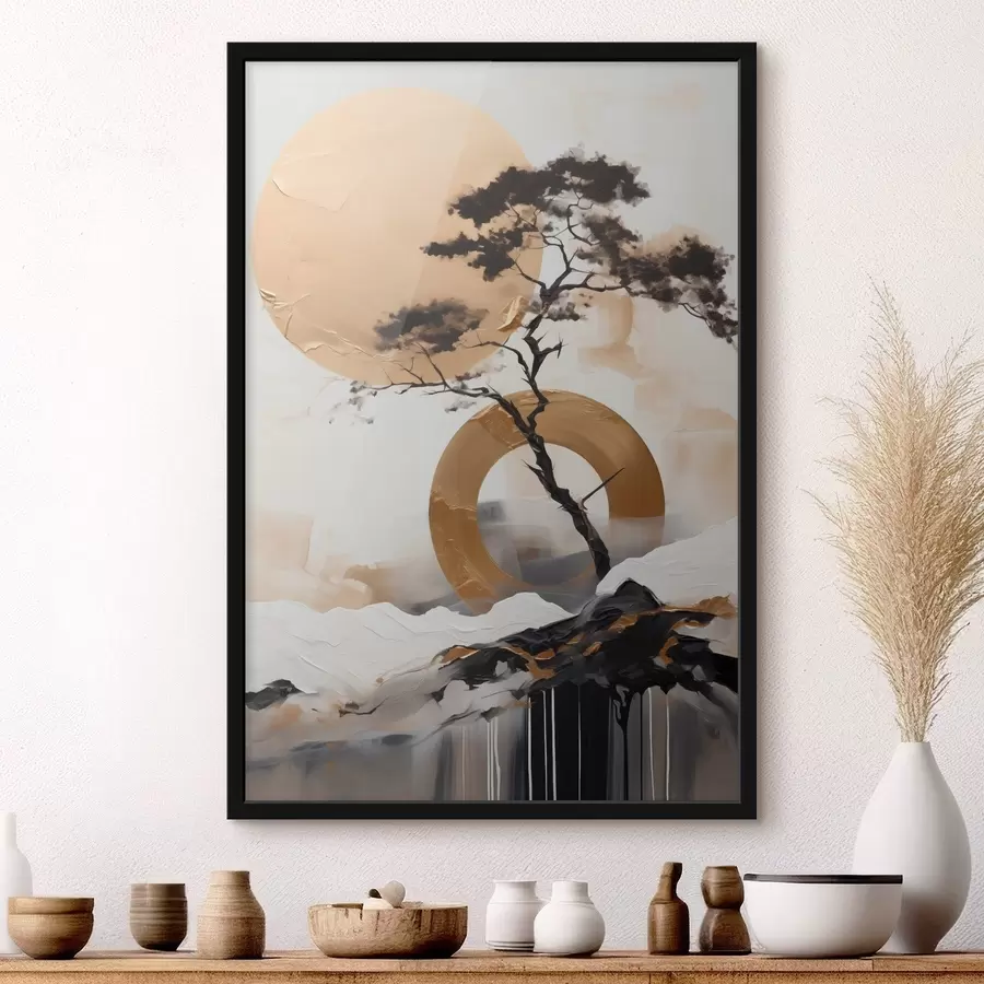 Papier peint Bonsaï décoratif, peinture abstraite f49786