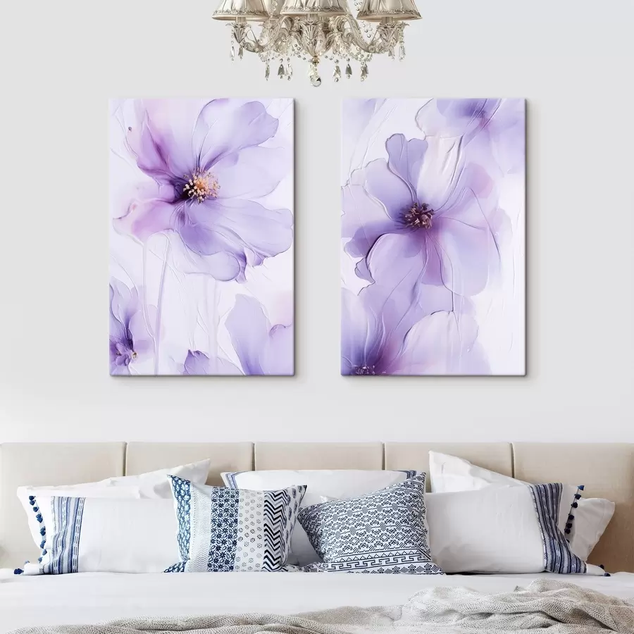 Tableau Des fleurs délicates aux détails raffinés, sur un fond blanc texturé m30676