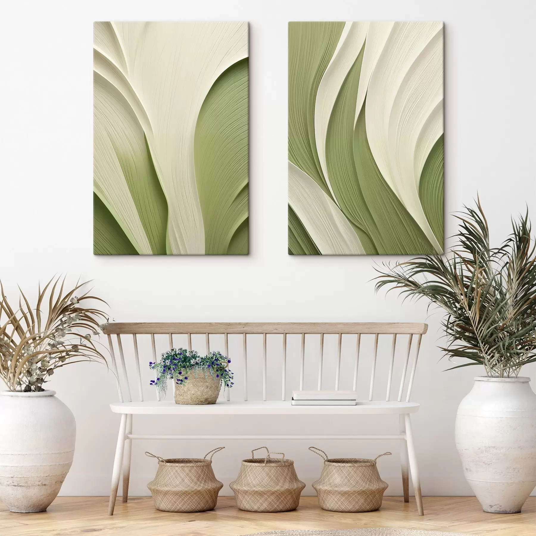 Tableau Texture abstraite aux nuances de vert et de crème m30681