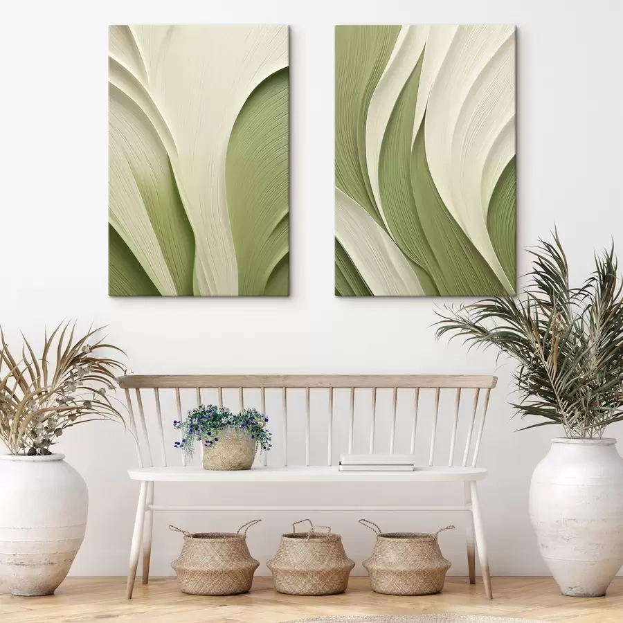 Tableau Texture abstraite aux nuances de vert et de crème m30681