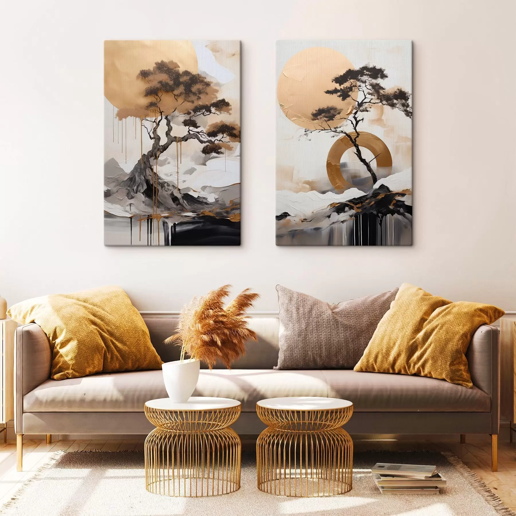 Tableau Bonsaï décoratif, peinture abstraite m30688
