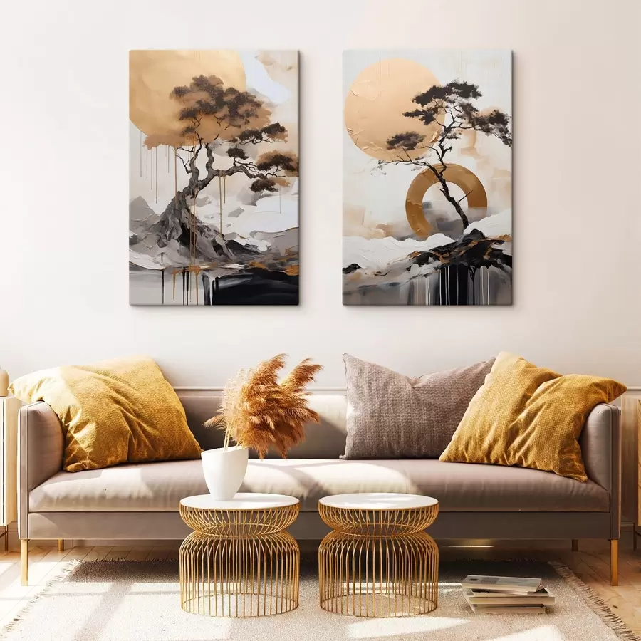 Papier peint Bonsaï décoratif, peinture abstraite m30688