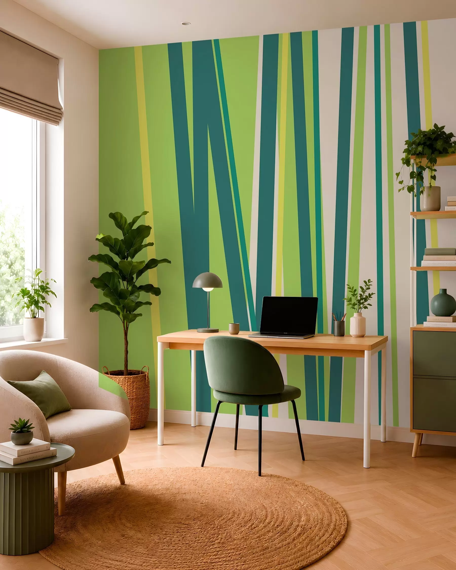 Papier peint une rayure abstraite aux couleurs vives w05749