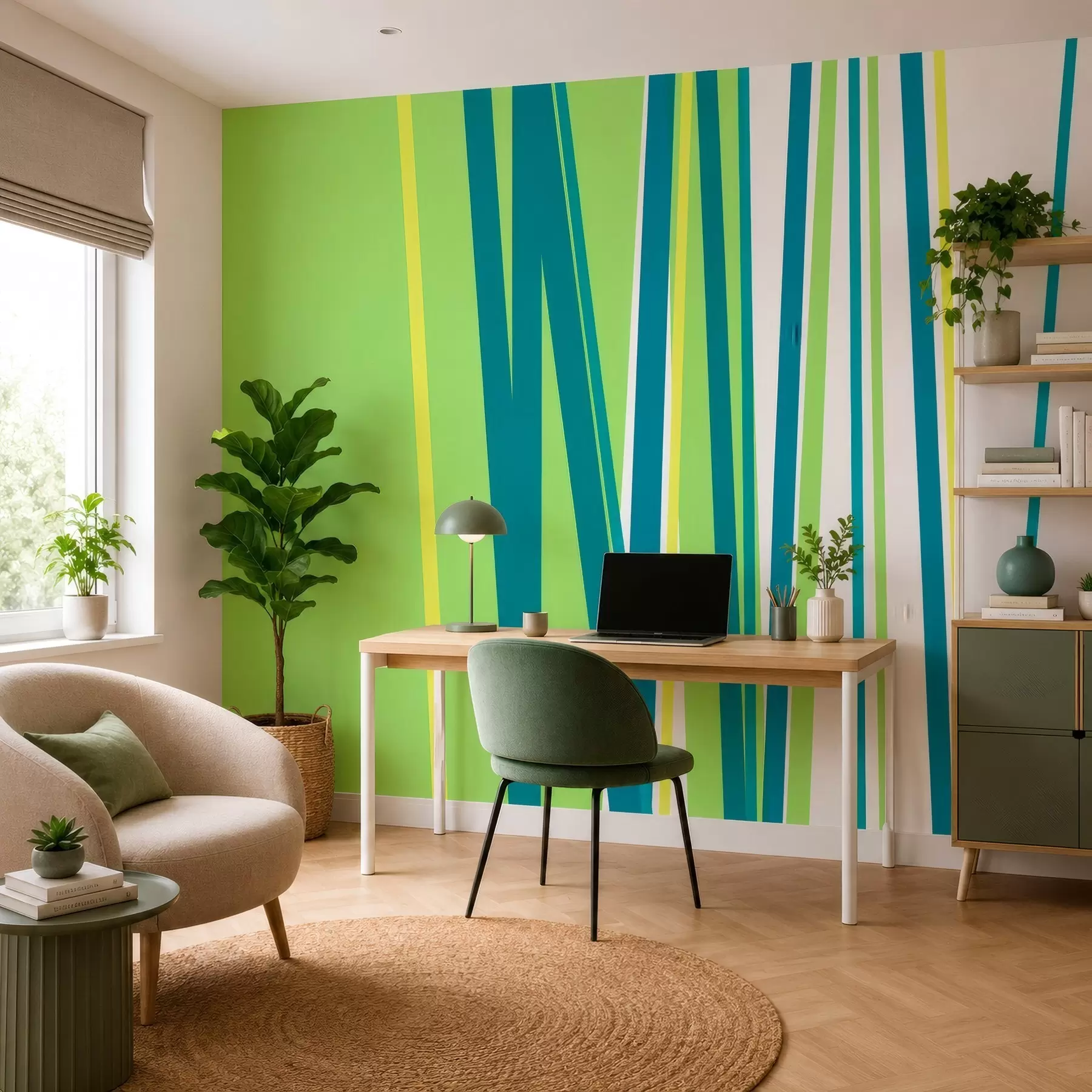 Papier peint une rayure abstraite aux couleurs vives w05749