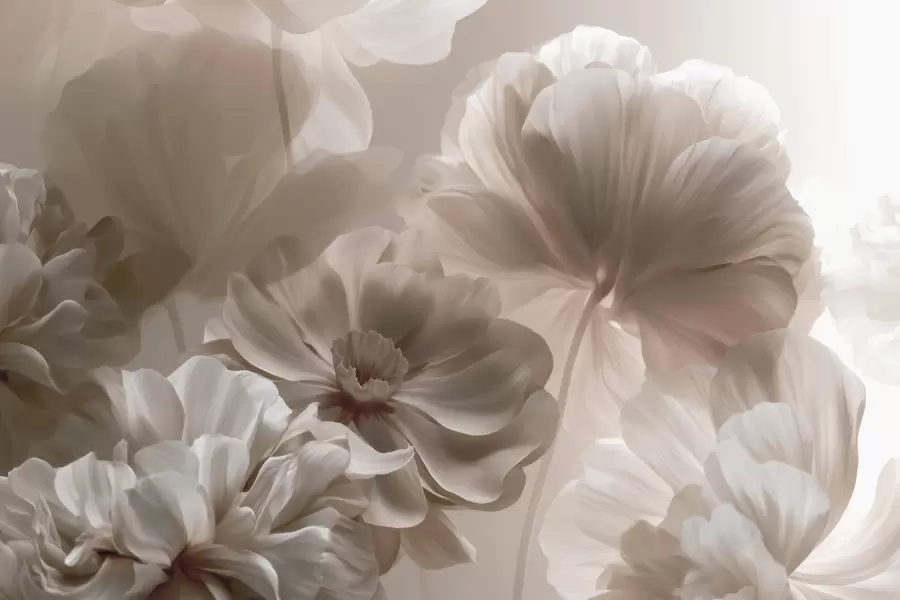 Papier peint Pétales de magnolia abstraits de couleur crème w09937