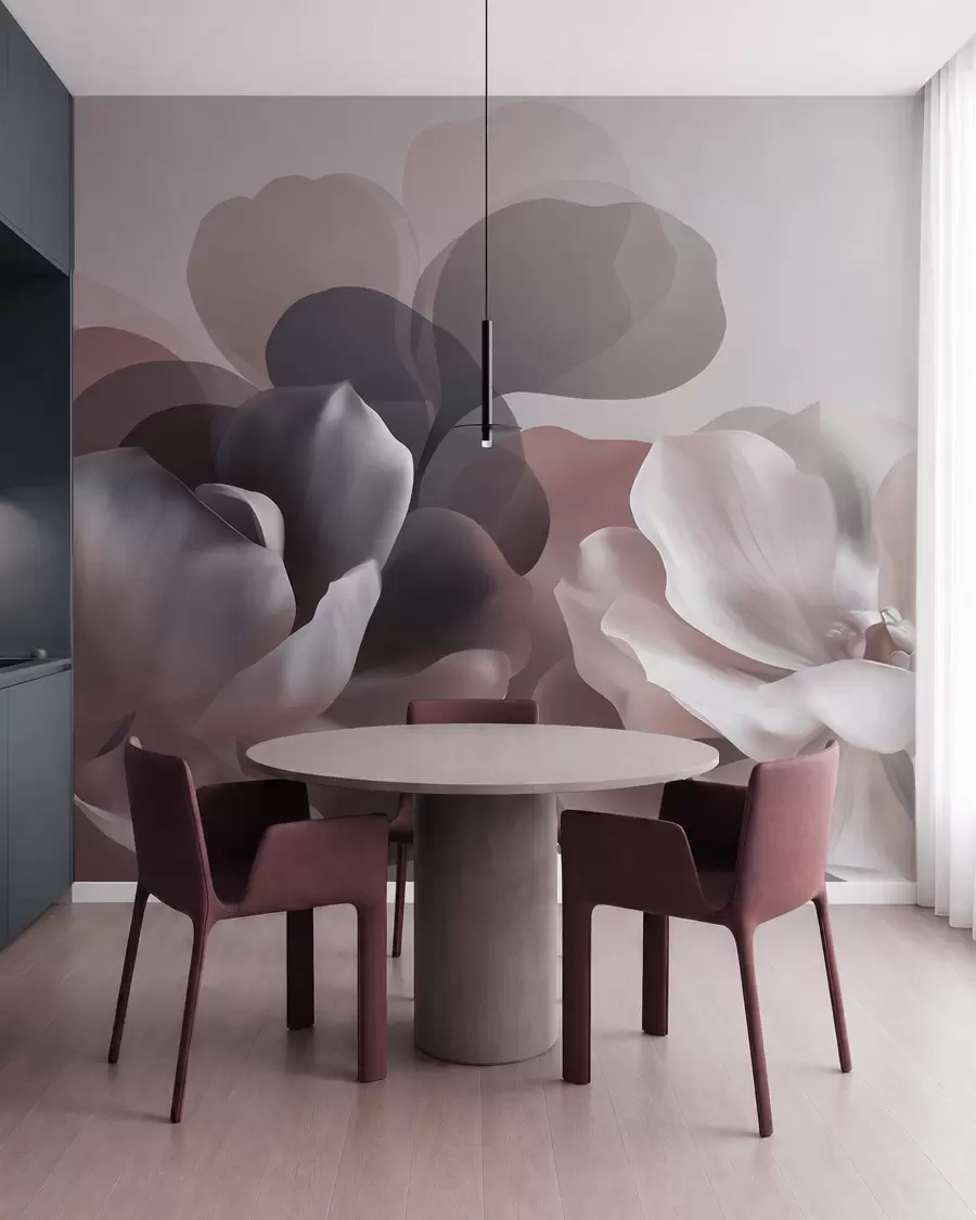 Papier peint Composition florale abstraite représentant un magnolia w09930