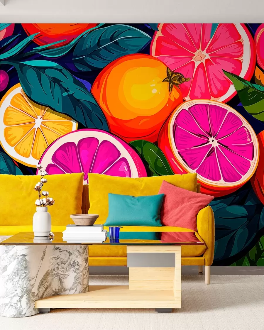 Papier peint Fruits, oranges, citrons w05761