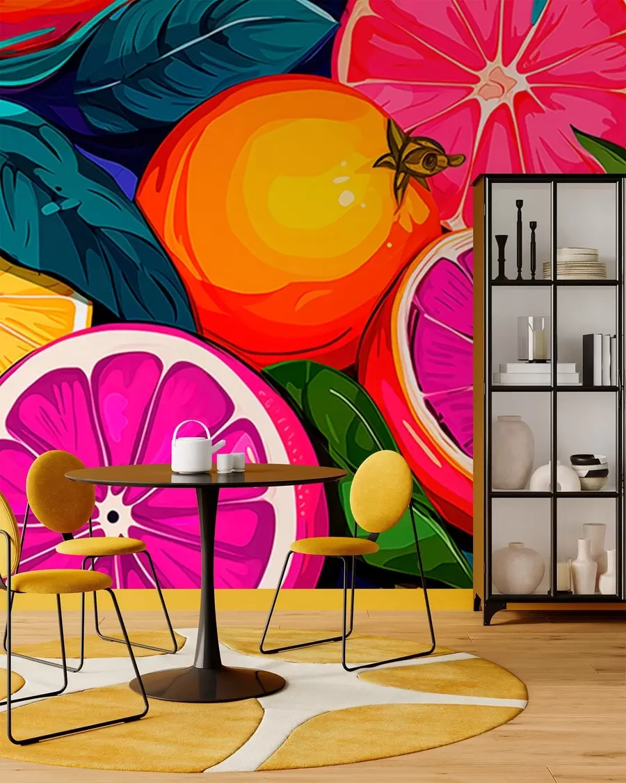 Papier peint Fruits, oranges, citrons w05761
