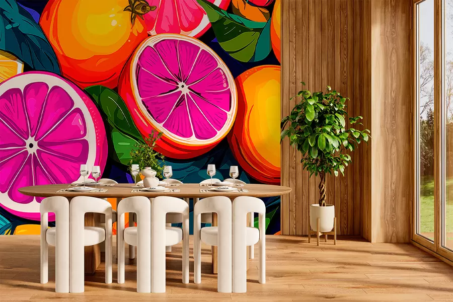 Papier peint Fruits, oranges, citrons w05761