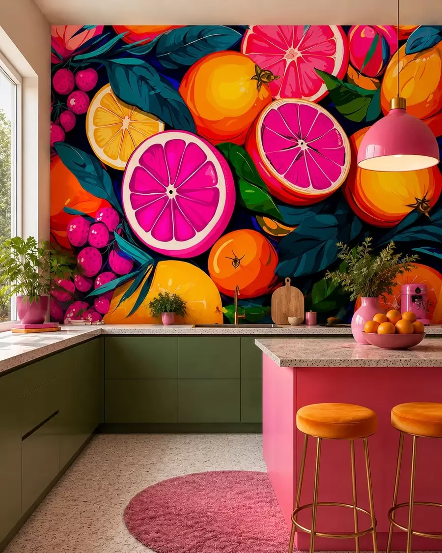 Papier peint Fruits, oranges, citrons w05761