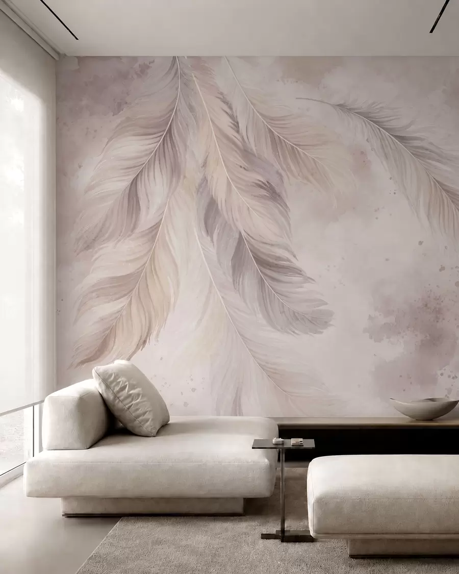 Papier peint Plumes mauves w05737
