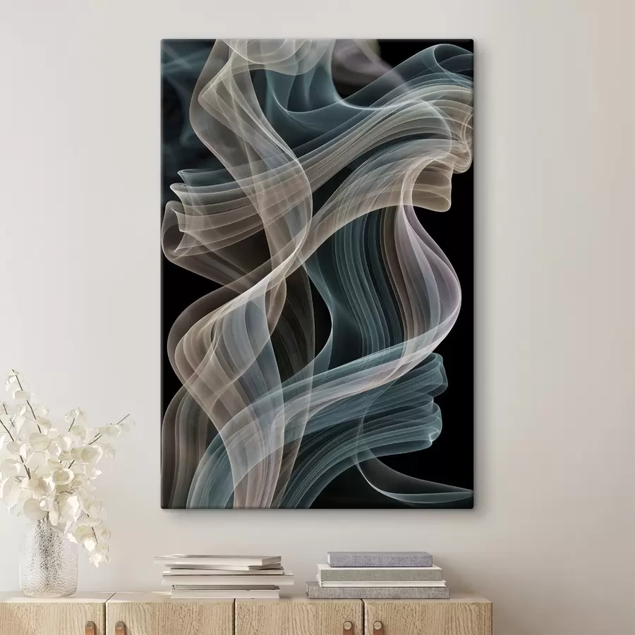Tableau Des volutes de fumée colorées se dessinent sur un fond sombre s49862