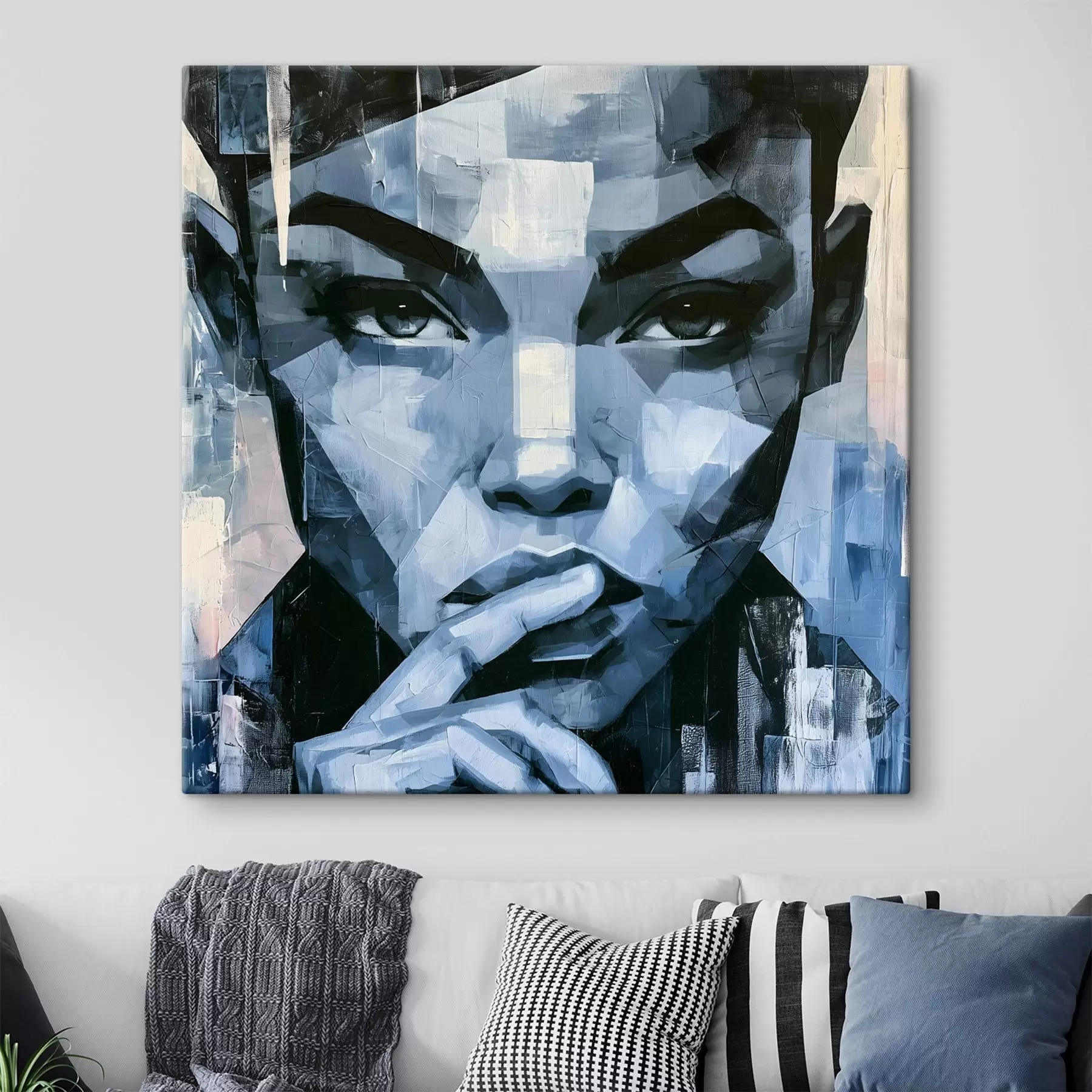Tableau Portrait abstrait d'une jeune fille au regard perçant s49891