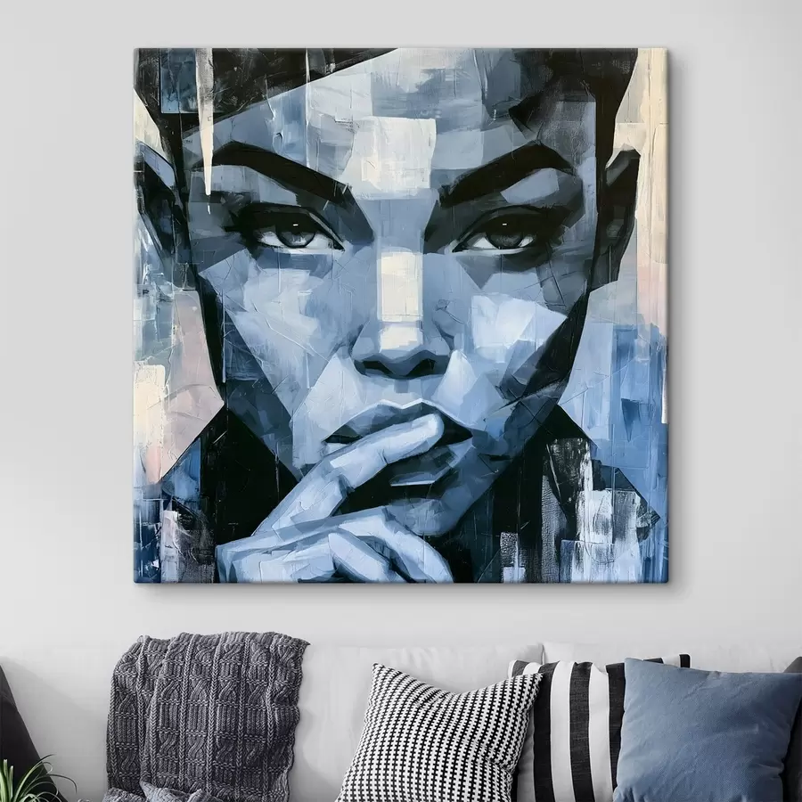 Tableau Portrait abstrait d'une jeune fille au regard perçant s49891