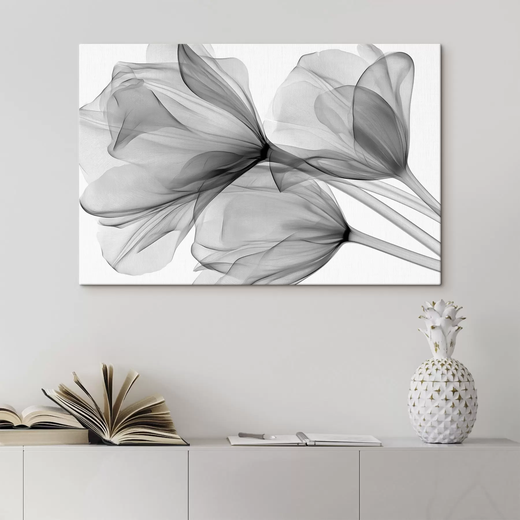 Tableau Des tulipes en noir et blanc, dans un style « rayons X » s49892
