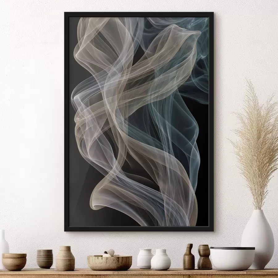 Papier peint Des volutes de fumée colorées se dessinent sur un fond sombre f49861