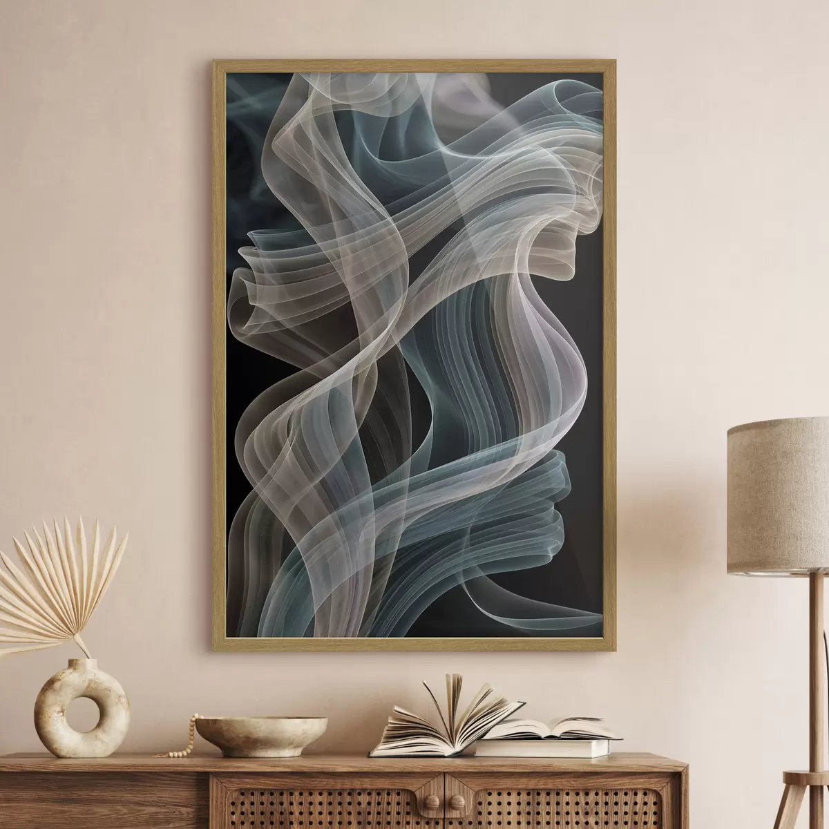 Poster Des volutes de fumée colorées se dessinent sur un fond sombre f49862