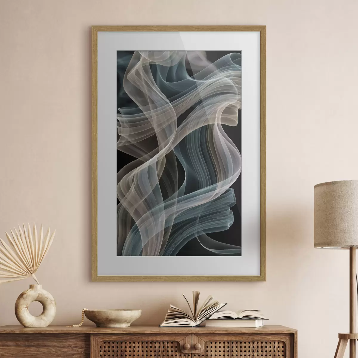 Poster Des volutes de fumée colorées se dessinent sur un fond sombre f49862