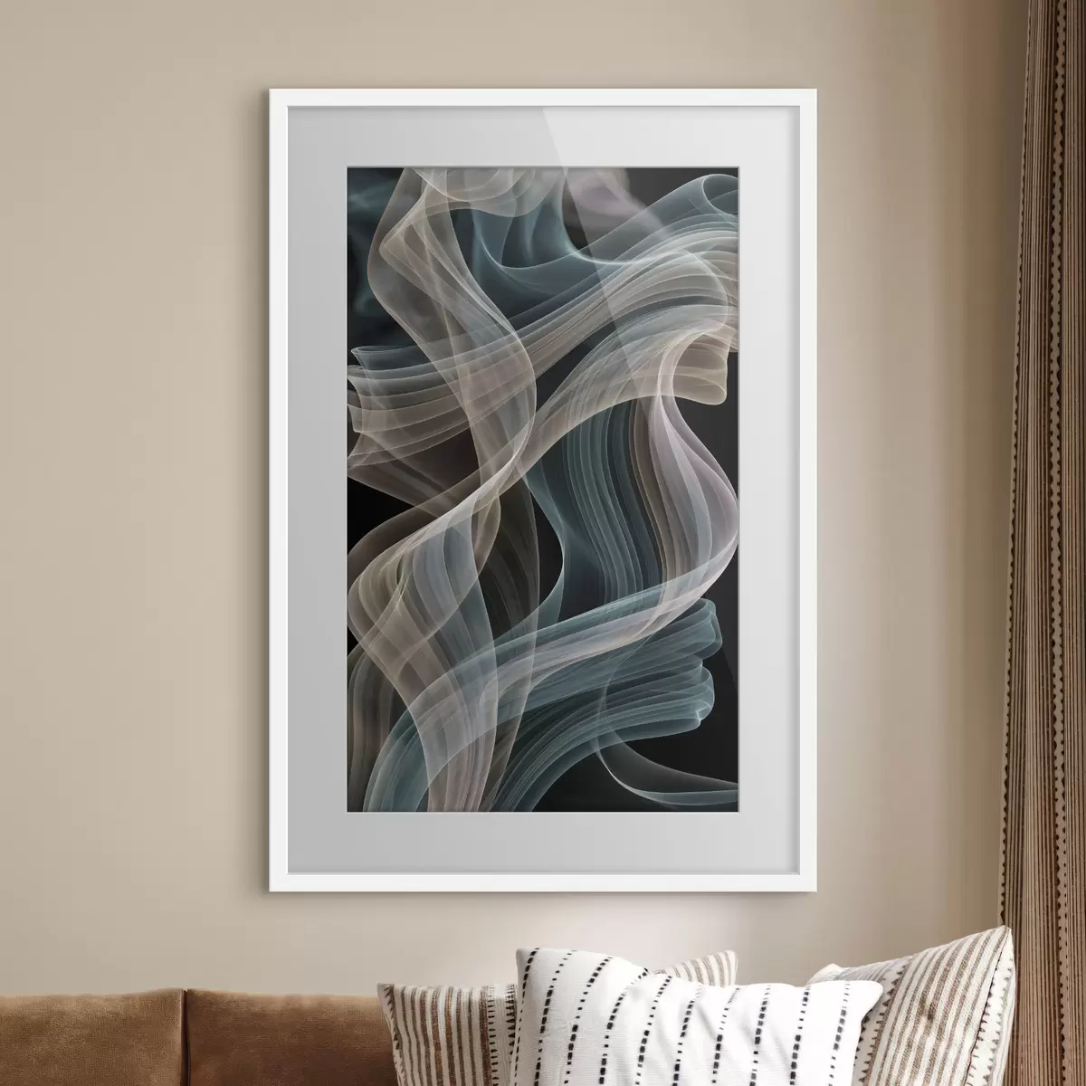 Poster Des volutes de fumée colorées se dessinent sur un fond sombre f49862