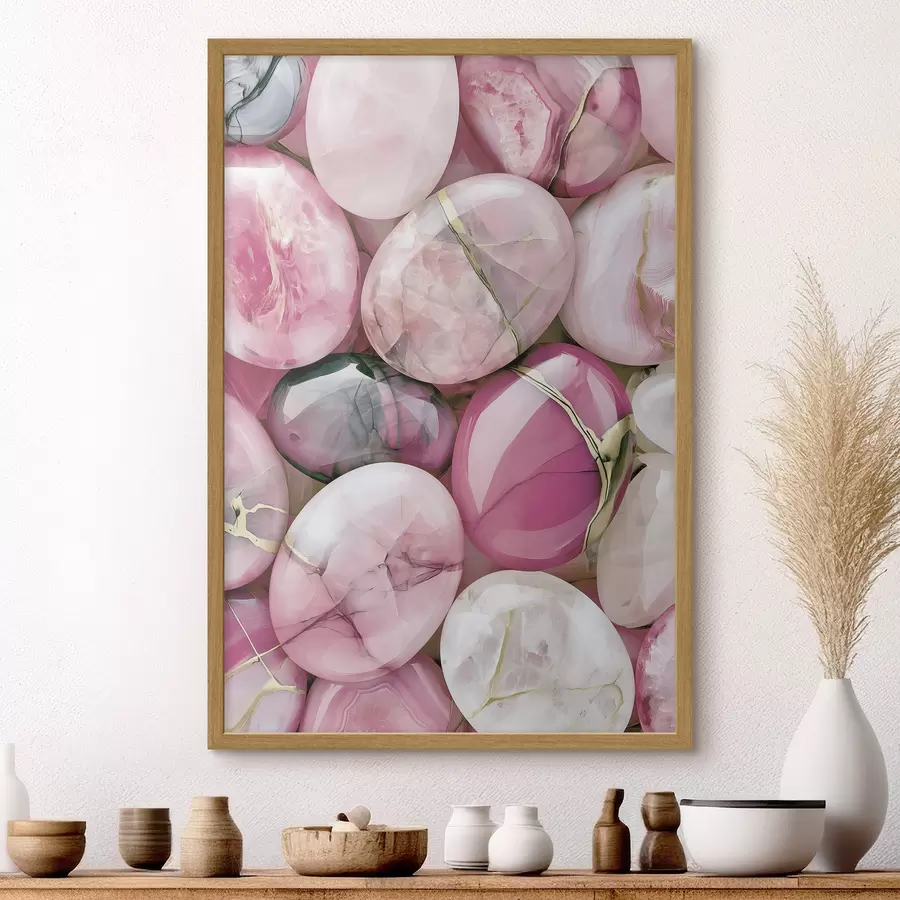 Papier peint Une élégante composition « flat lay » composée de pierres précieuses polies dans différentes nuances de rose poudré f49872