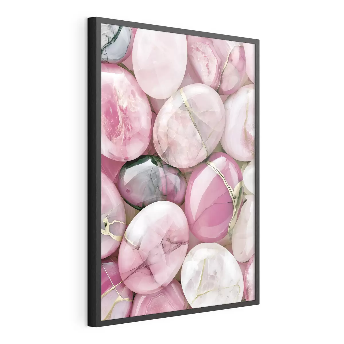 Poster Une élégante composition « flat lay » composée de pierres précieuses polies dans différentes nuances de rose poudré f49872