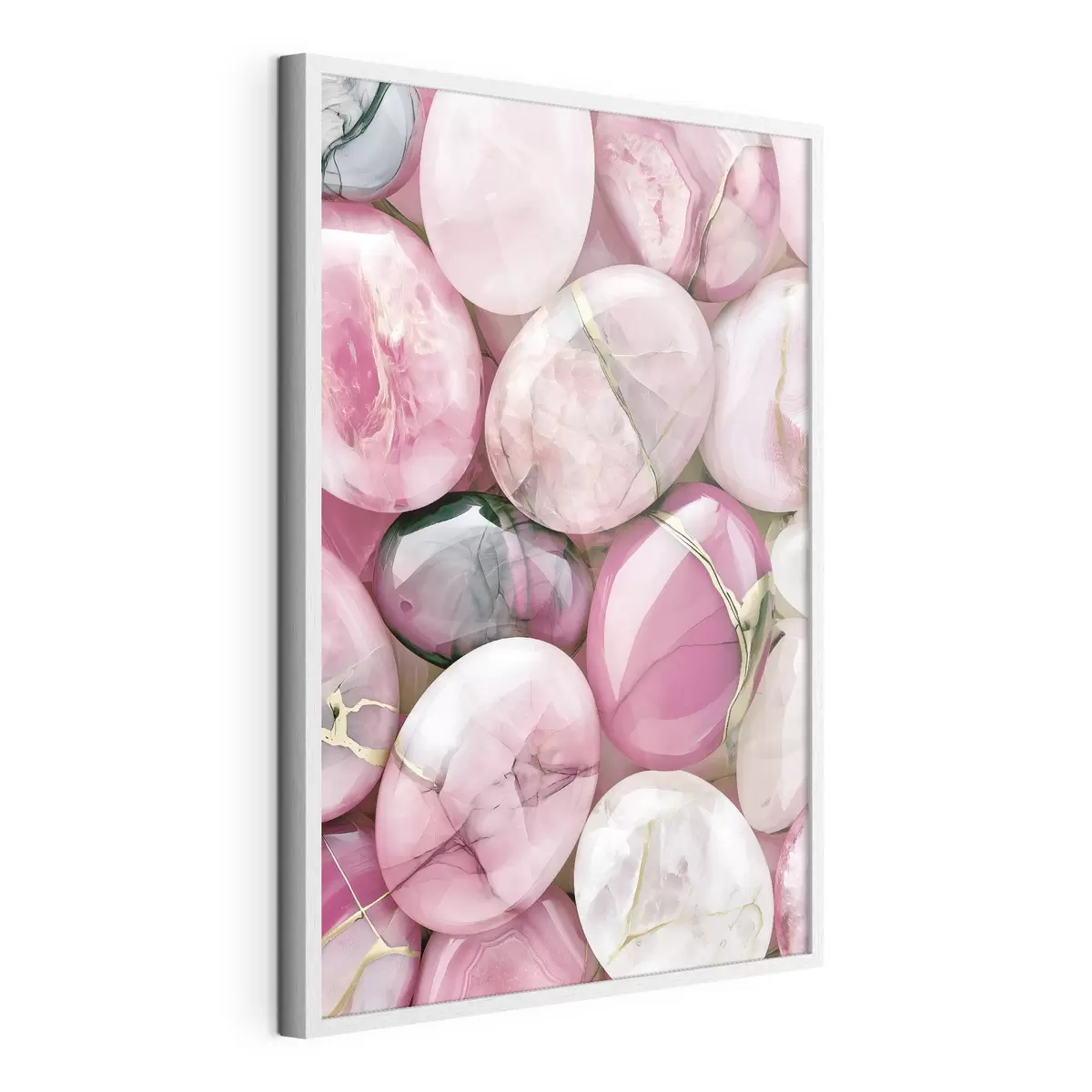 Poster Une élégante composition « flat lay » composée de pierres précieuses polies dans différentes nuances de rose poudré f49872